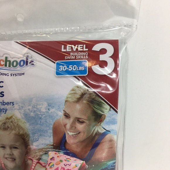 Swim School Perfect Fit Fabric Arm Floats Level 3 Water Wings 30-50 LBS Pink New - Picture 3 of 12